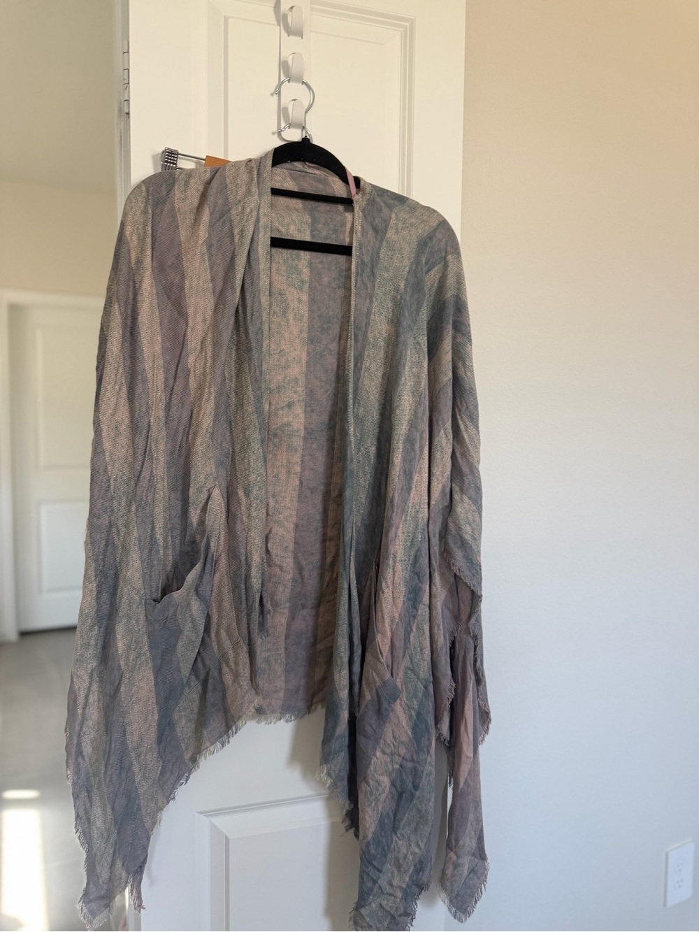 Urban outfitters Lightweight Striped Open Front Shawl Jacket - Neutral Tones